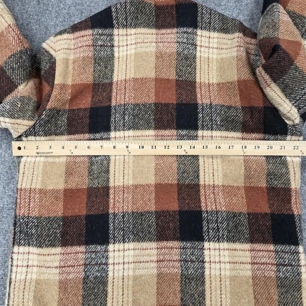 Vintage Sears Jacket Mens Medium Brown Plaid Flannel Quilted Lined Workwear 70s - Picture 4 of 16